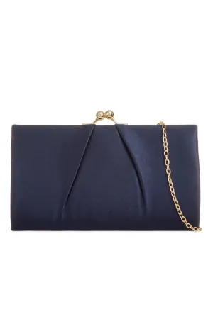 Navy Satin Clutch Bag
