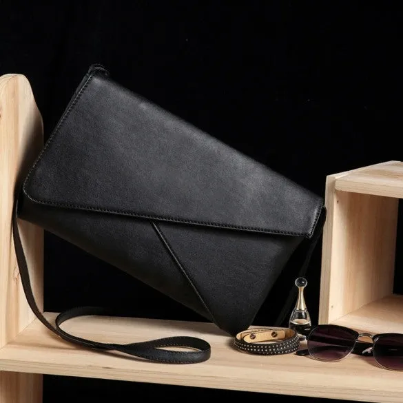 New Women Synthetic Leather Envelop Bag Patchwork Soft Casual OL Shoulder Bag
