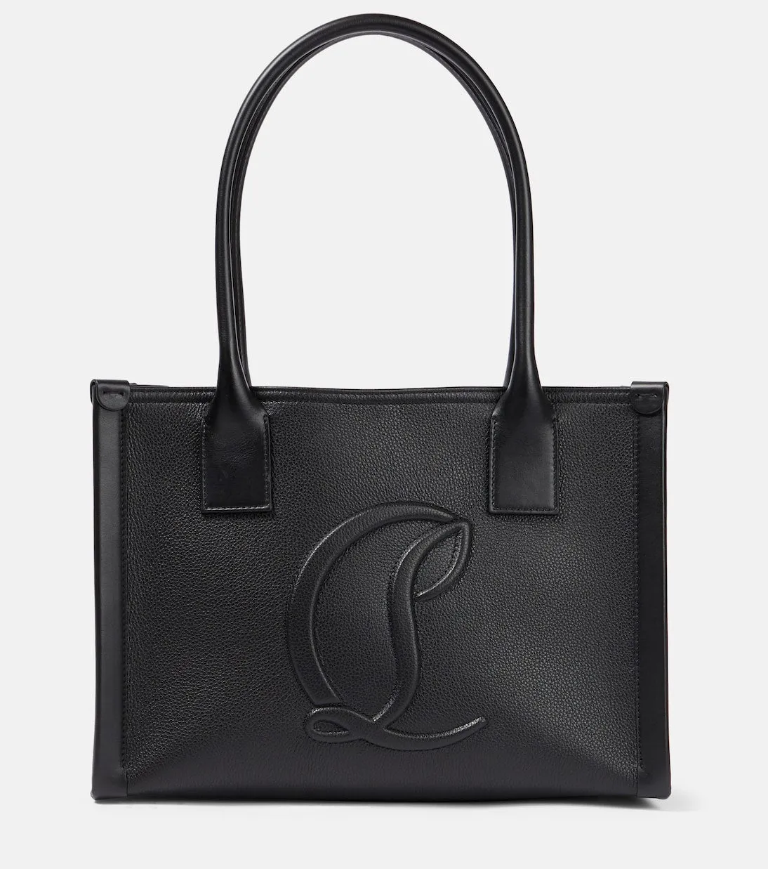 Next to me is a large Christian Louboutin leather tote bag, black.