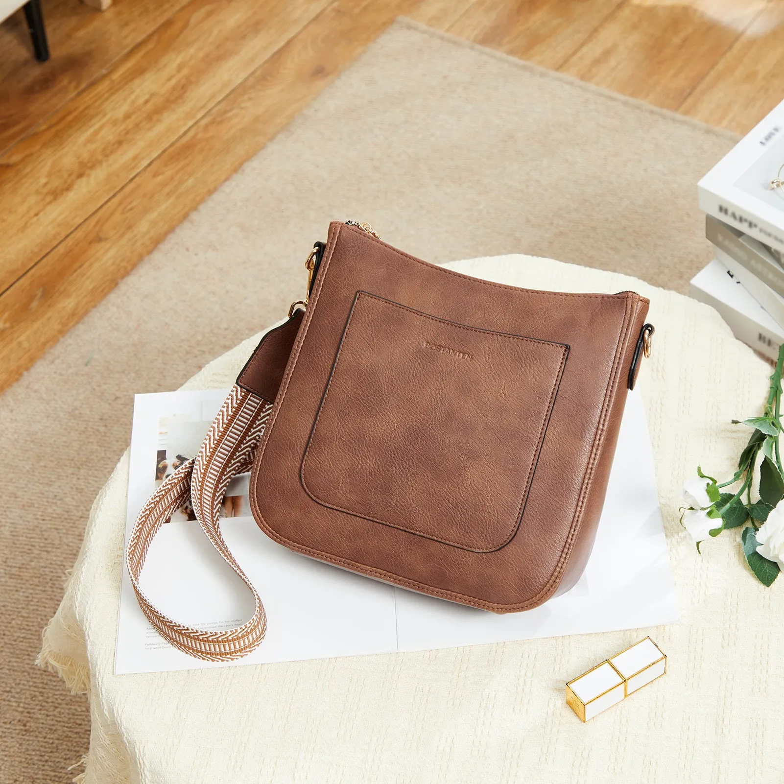 Nola Reversible Boho Straps Vegan Leather Hobo Handbags