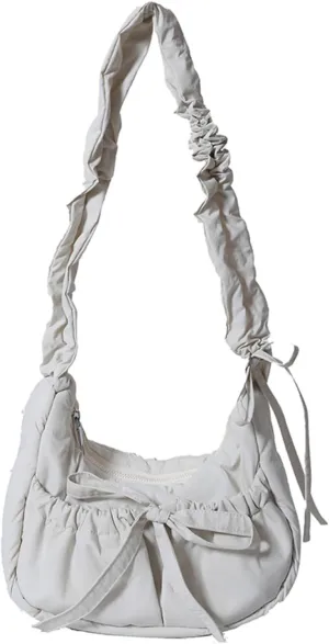 Nylon Bow Purse Cute Crossbody Bag Coquette Drawstring Shoulder Purses Y2k Kawaii Scrunchies Purse