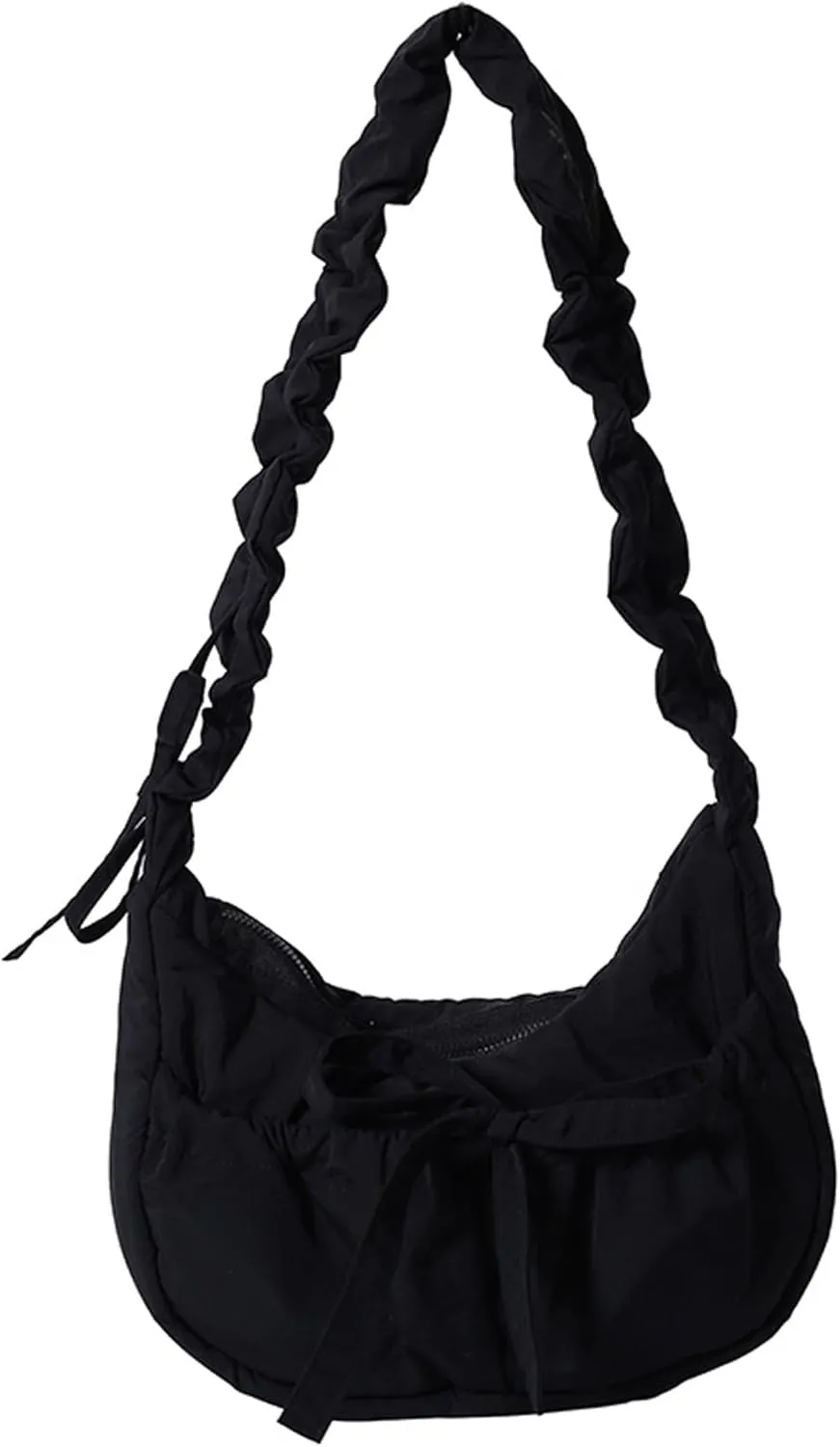 Nylon Bow Purse Cute Crossbody Bag Coquette Drawstring Shoulder Purses Y2k Kawaii Scrunchies Purse