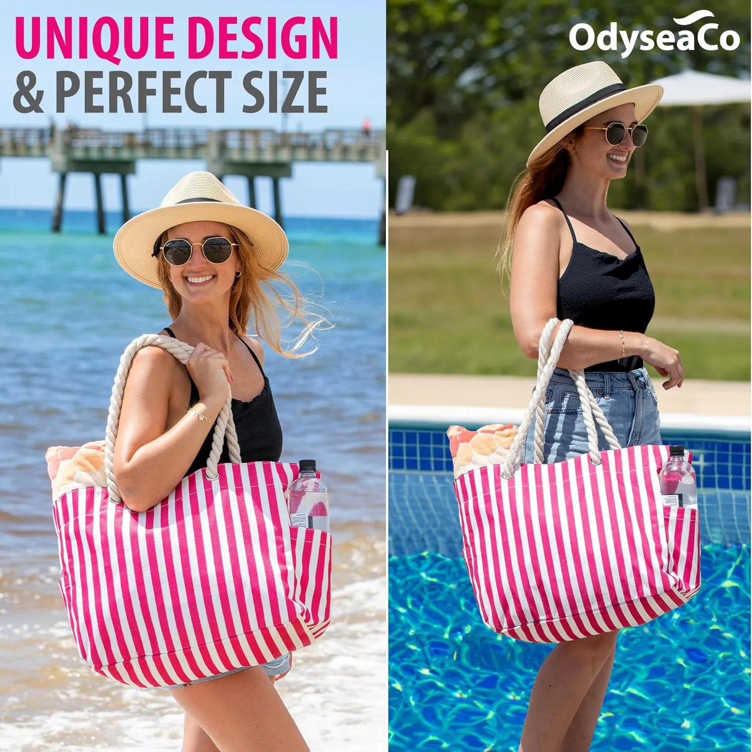 Odyseaco Beach Bag - Large Tote Bags for Women - Beach Bags Waterproof Sandproof