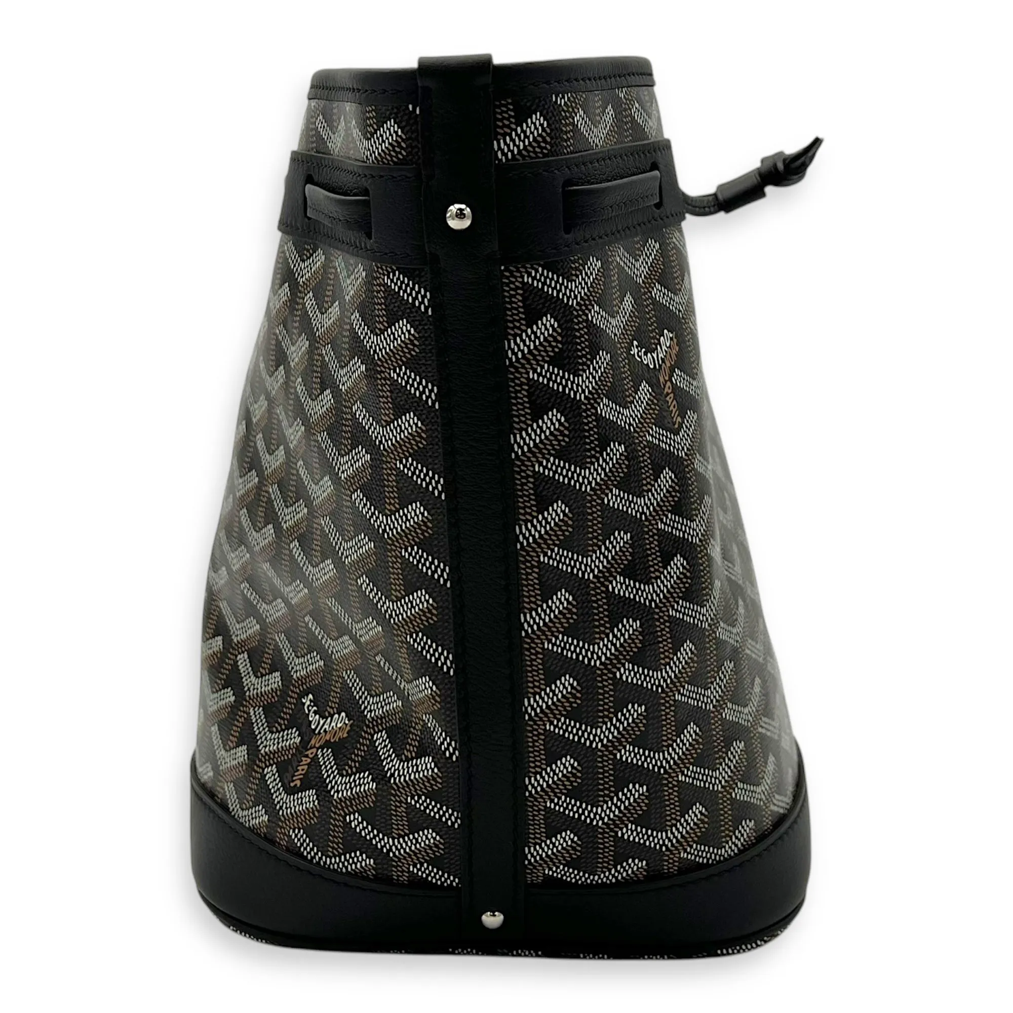 Petit Flot Bucket Bag Black in Coated Canvas, Silver hardware