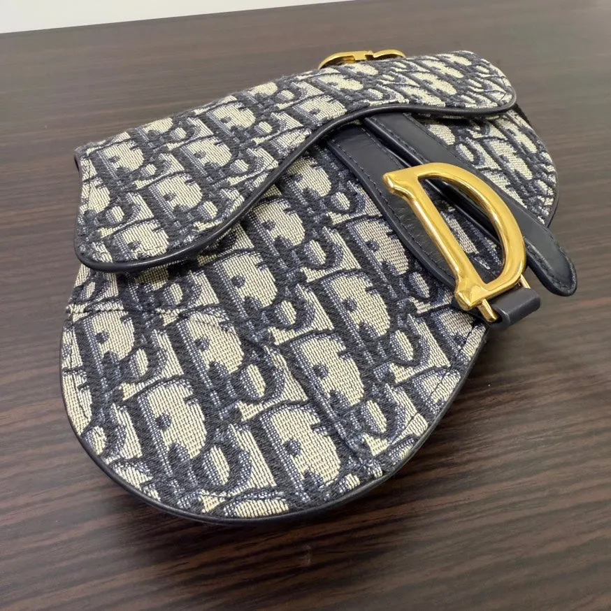Preloved Dior Monogram Saddle Belt Bag NG6749 in Black and White - Vintage Designer Bag