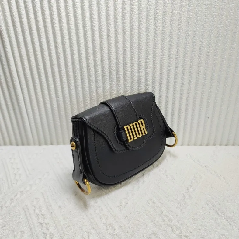 Preloved Dior Saddle Bag Black Leather Crossbody Bag 12020683