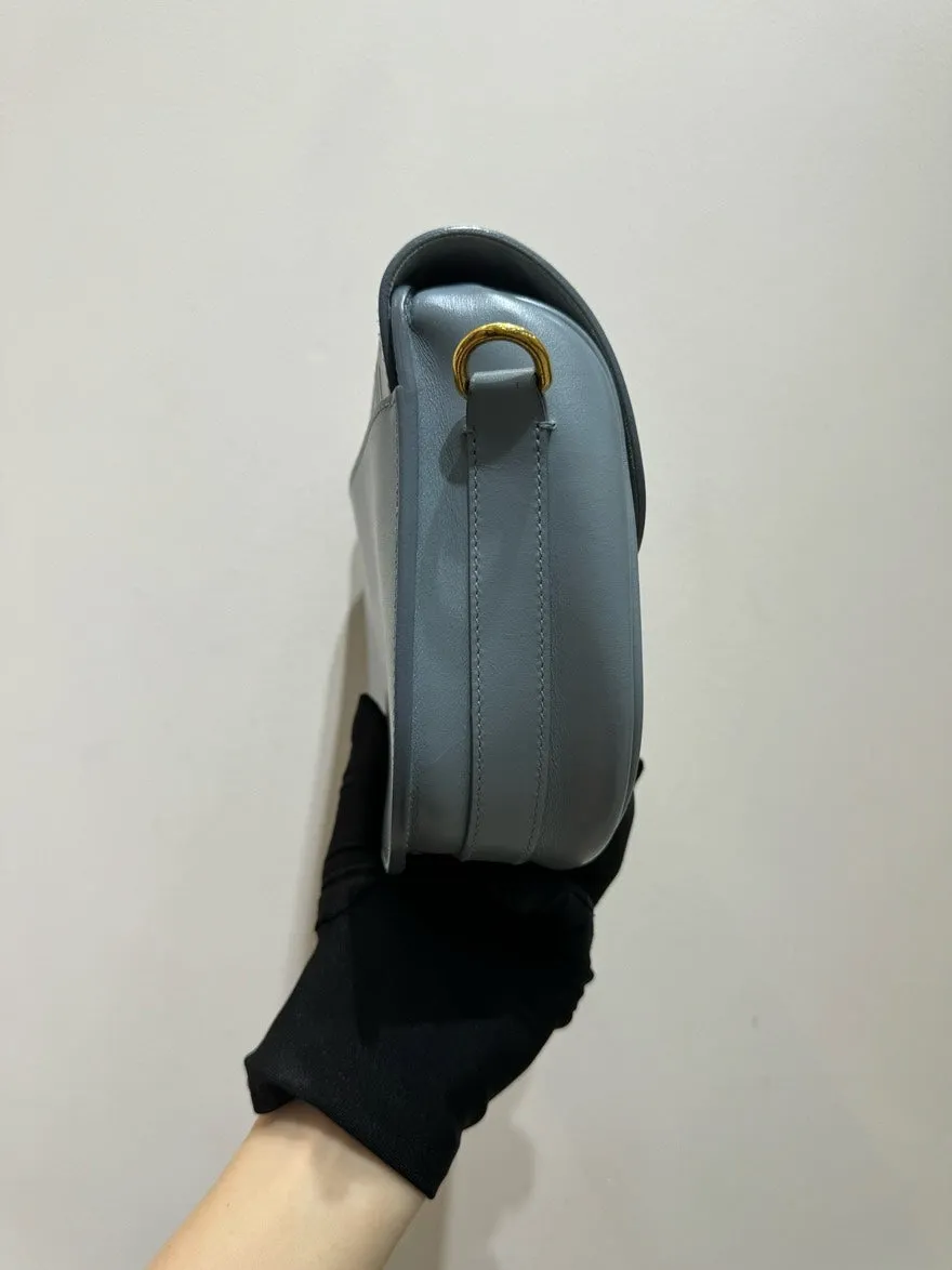 Preloved Dior Saddle Bag Gray Leather Crossbody