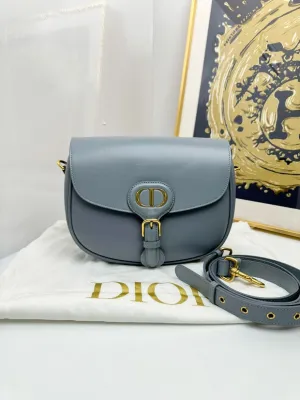 Preloved Dior Saddle Bag Gray Leather Crossbody