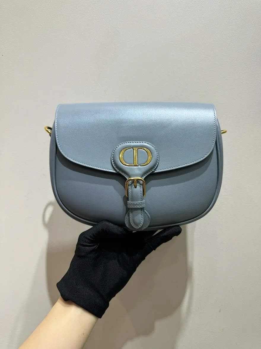 Preloved Dior Saddle Bag Gray Leather Crossbody