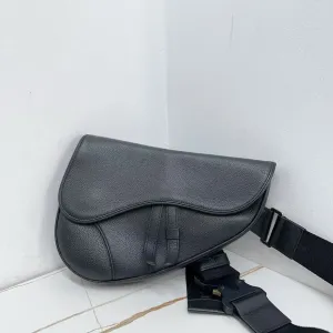 Preloved Dior Saddle Belt Bag Black Leather
