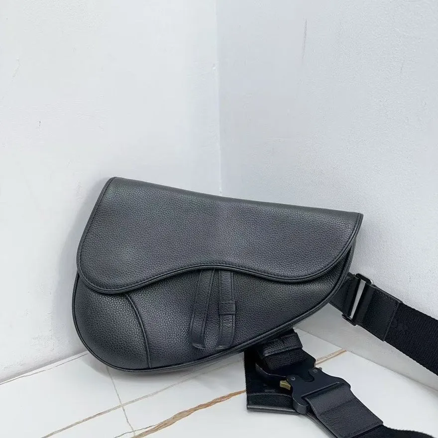 Preloved Dior Saddle Belt Bag Black Leather