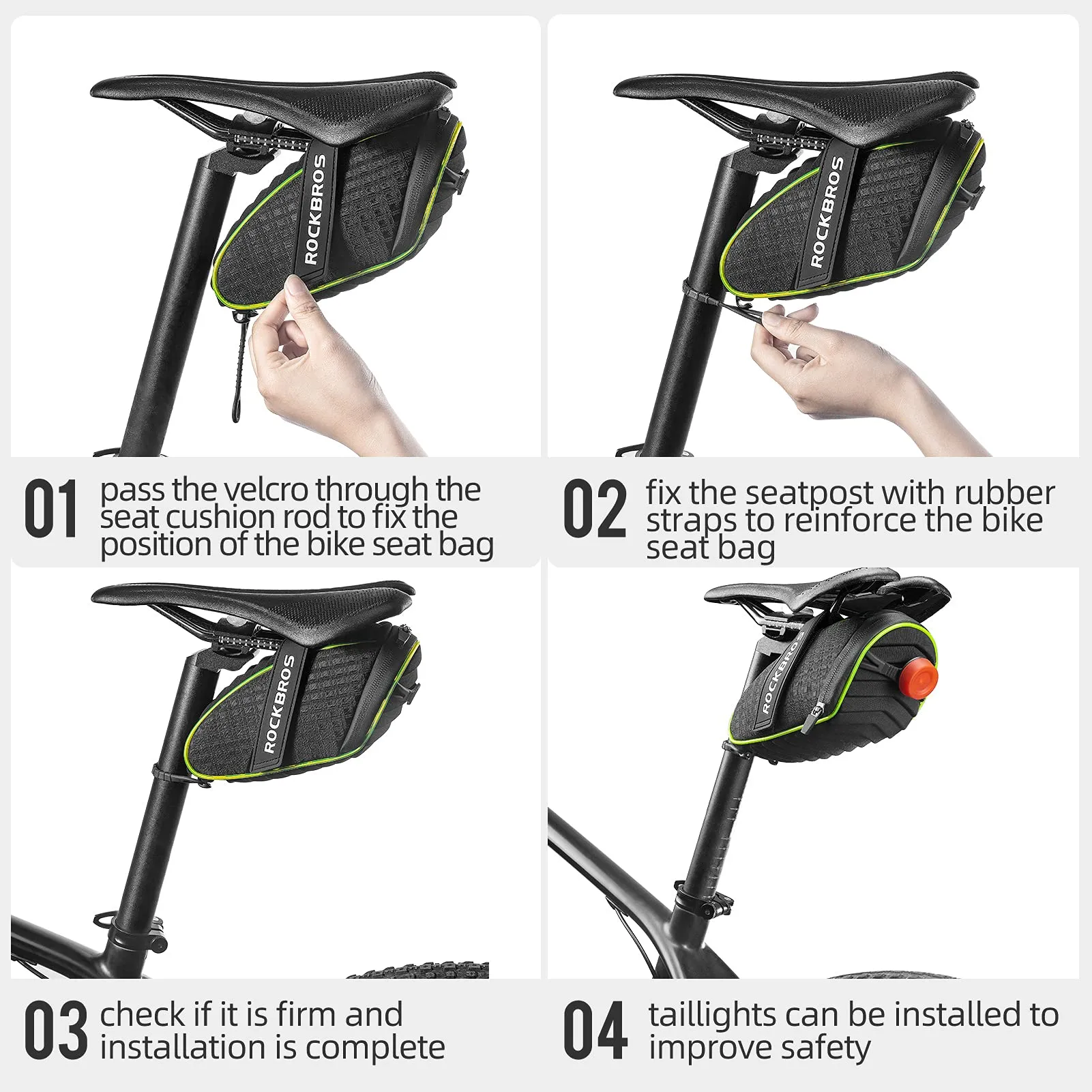 ROCKBROS Bicycle Saddle Bag Under Seat 3D Shell Cycling Seat Pack