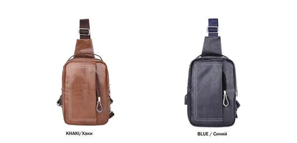 Sidiou Group Double Pocket USB Charging PU Leather Messenger Bag With Headphone Outlet Sling Bags