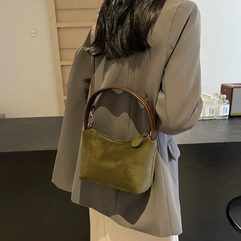 Slouchy Suede Cloud Crossbody Purse Women Crescent Satchels Shoulder Hobo Bags Trendy Travel Top-handle Mini Tote Handbag