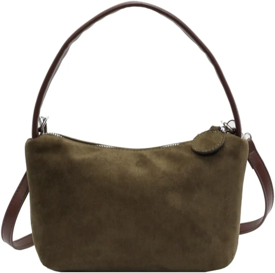 Slouchy Suede Cloud Crossbody Purse Women Crescent Satchels Shoulder Hobo Bags Trendy Travel Top-handle Mini Tote Handbag