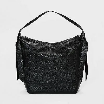 Soft Hobo Handbag - A New Day - Black Bag 16" x 16" x 6" 20" Handle 1 Zip and 2 Slit Pockets inside Purse