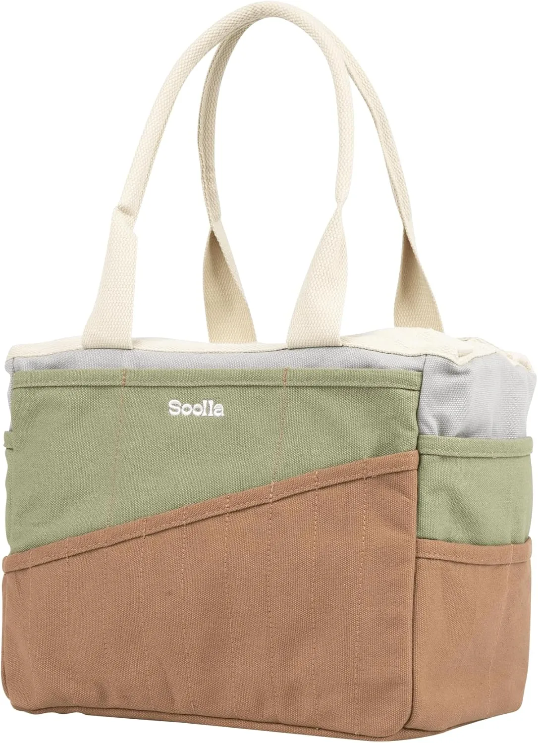 Soolla Studio Bag: Pottery Tool Bag & Art Supply Storage Organizer, Washable Craft Tote, Knitting Yarn, Crochet Projects, 30 Pockets, 25  Colors, Canvas, Artist Gift for Students & Adults (Good Earth)