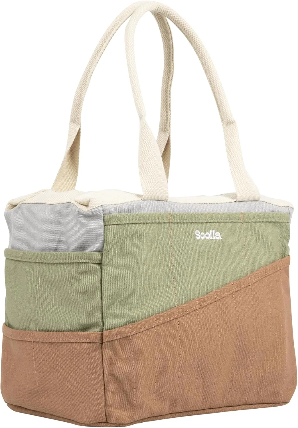 Soolla Studio Bag: Pottery Tool Bag & Art Supply Storage Organizer, Washable Craft Tote, Knitting Yarn, Crochet Projects, 30 Pockets, 25  Colors, Canvas, Artist Gift for Students & Adults (Good Earth)