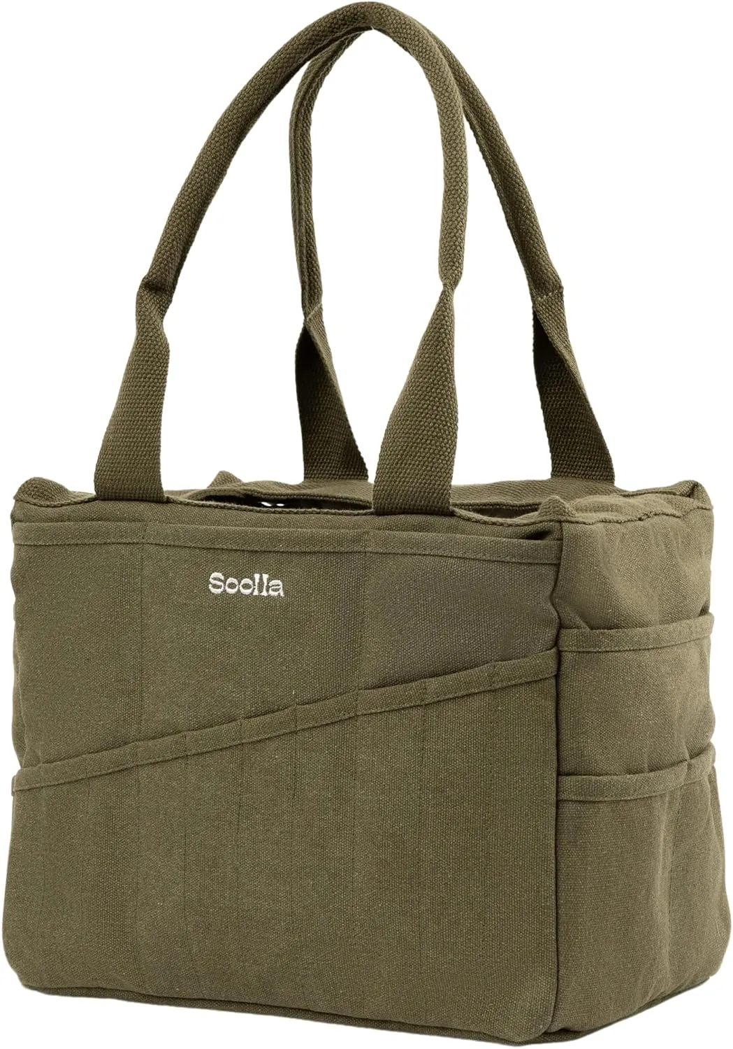 Soolla Studio Bag: Washable Art Supply & Pottery Clay Tool Bag, 30 Pockets, 15 Colors, Artist Gift Organizer (Forest Green)