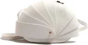 Stylish Fan Shaped Pleated Half Moon Handbag for Women, PU Leather Cute Funny Top-handle Hobo Crescent Crossbody Bag Clutch