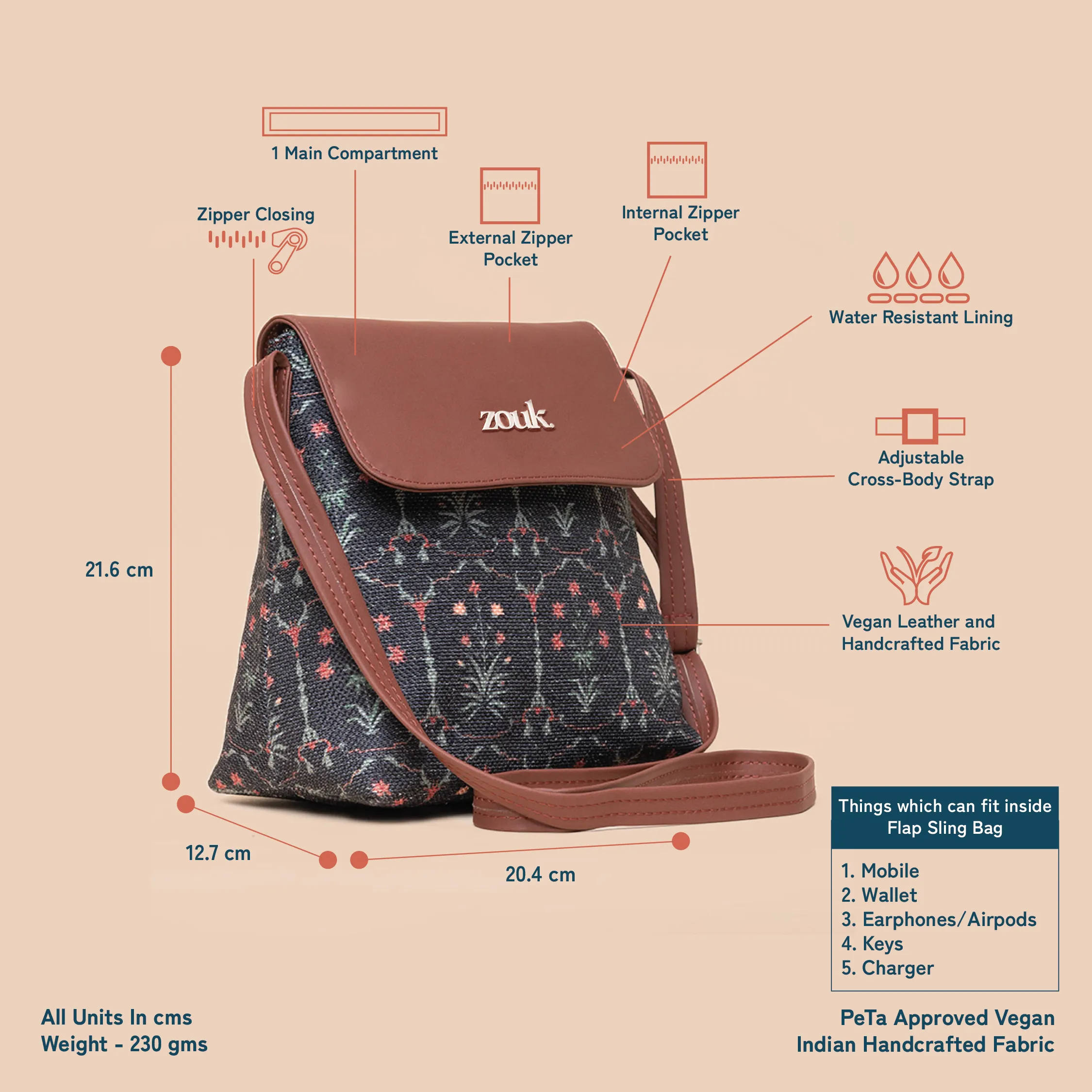 Taj Guldasta Flap Sling Bag