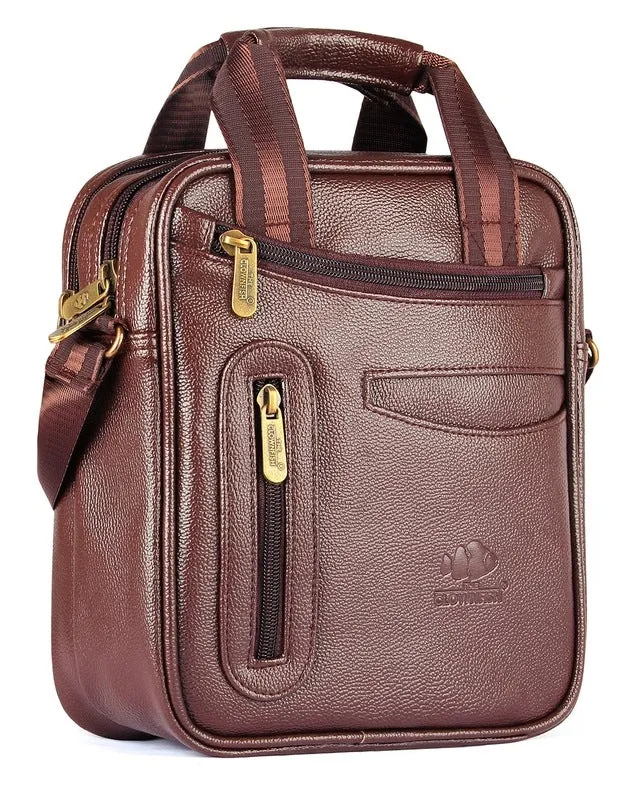 THE CLOWNFISH Enfield Leatherette Sling Bag - Durable, Stylish | 1 Unit Included | Coffee