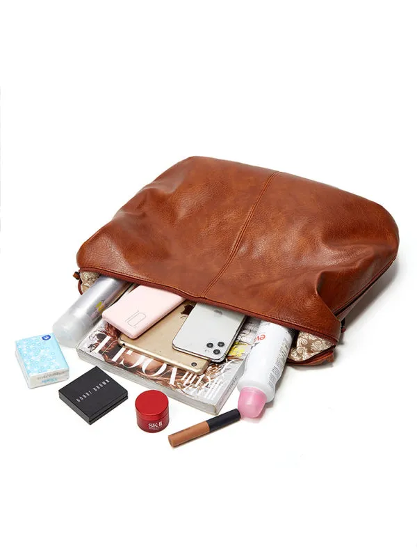 Tote Shoulder Hobo Bag in Faux Leather