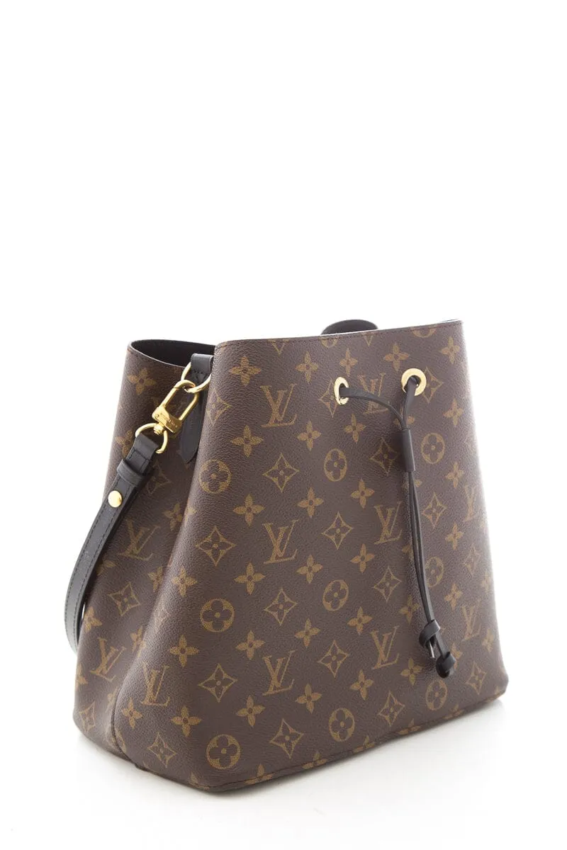 Trendy Inspired Louis Vuitton Black & Brown Monogram Neonoe Bucket Handbag