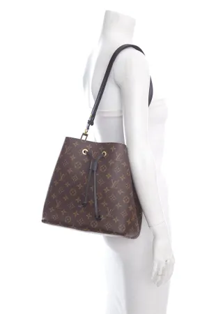 Trendy Inspired Louis Vuitton Black & Brown Monogram Neonoe Bucket Handbag