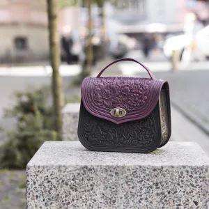 Violet&Pink Leather Purse Handcrafted