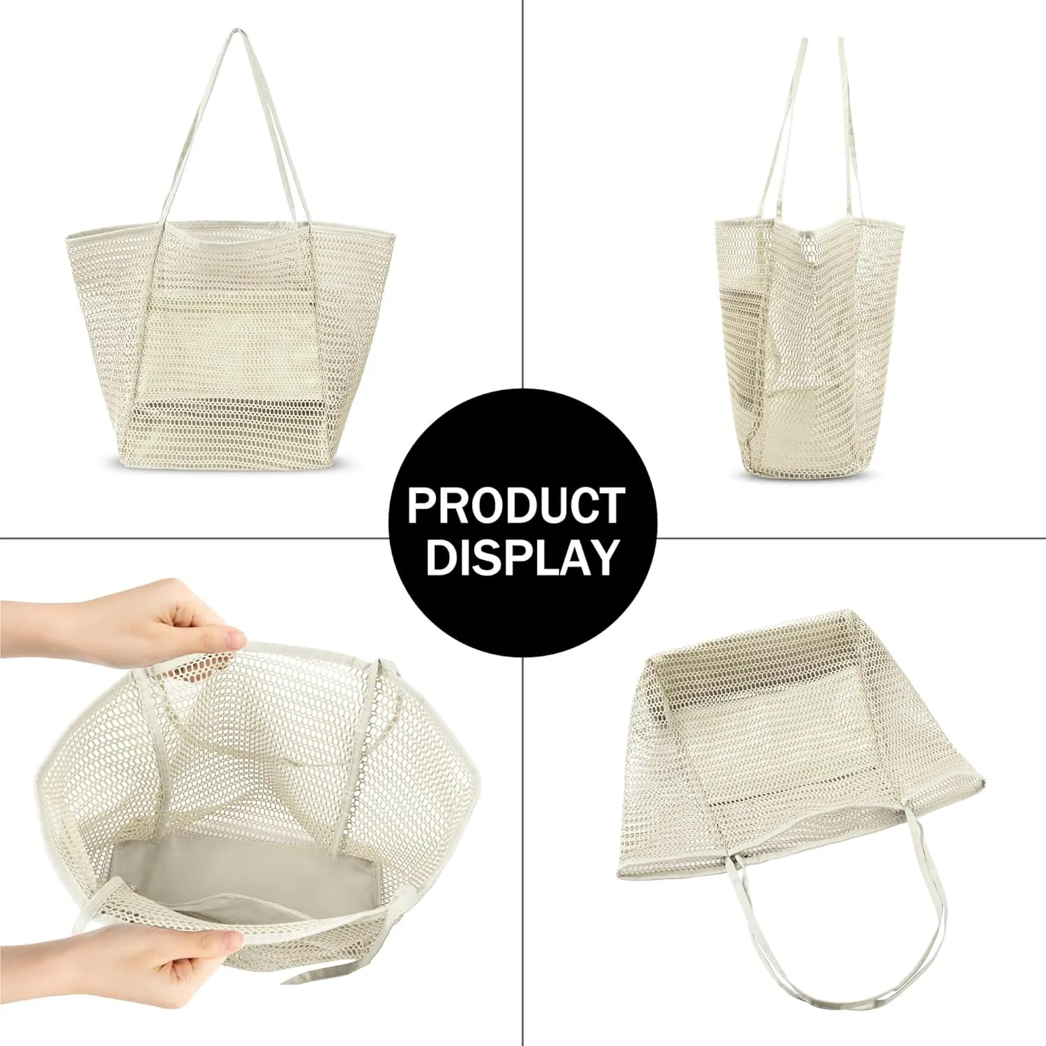VOROLO Mesh Tote Beach Bag,Women Fairycore Hobo Bag,Shoulder Bag,Soft Summer Casual Crochet Bags